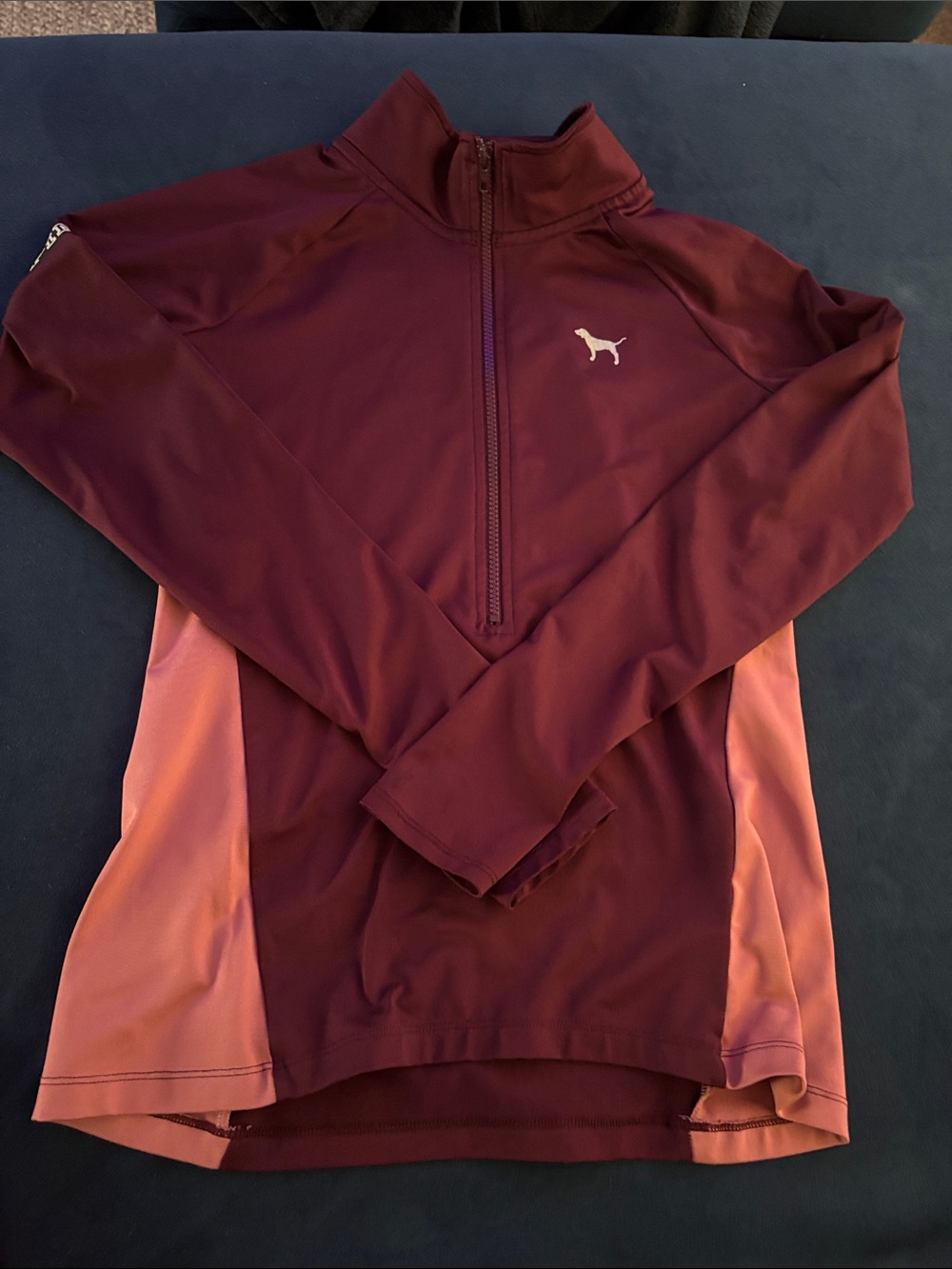 PINK Victoria's Secret Maroon Quarter-Zip with Pink Panels